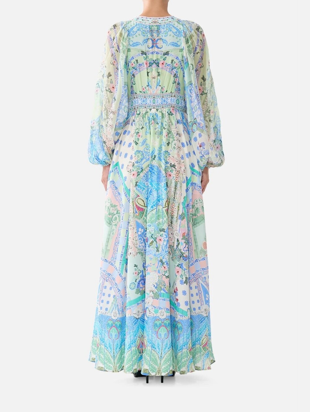 Camilla lace up front long dress In Midsummer mosaics - Picture 3 of 13